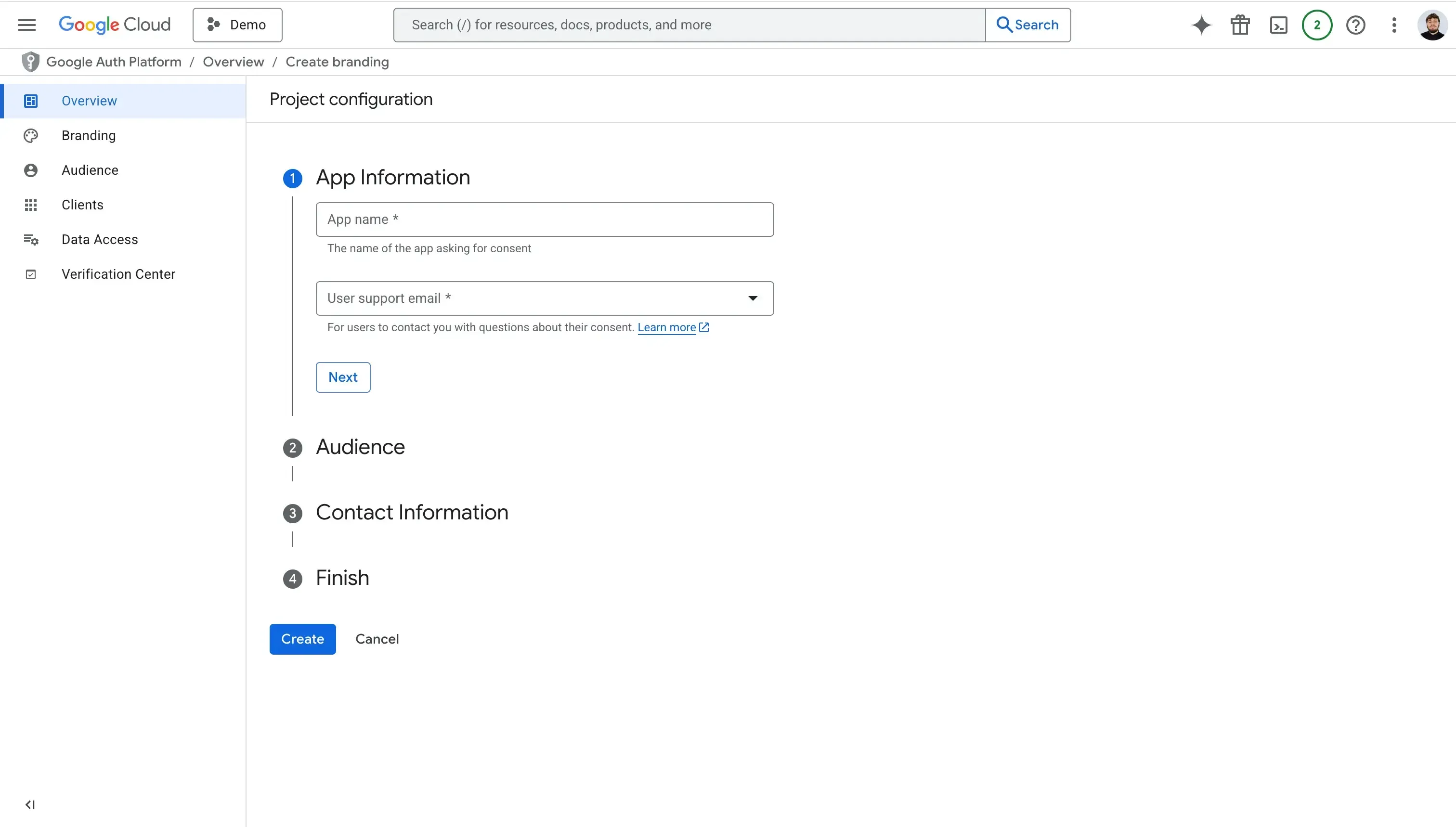 Fill in the “App Information” section