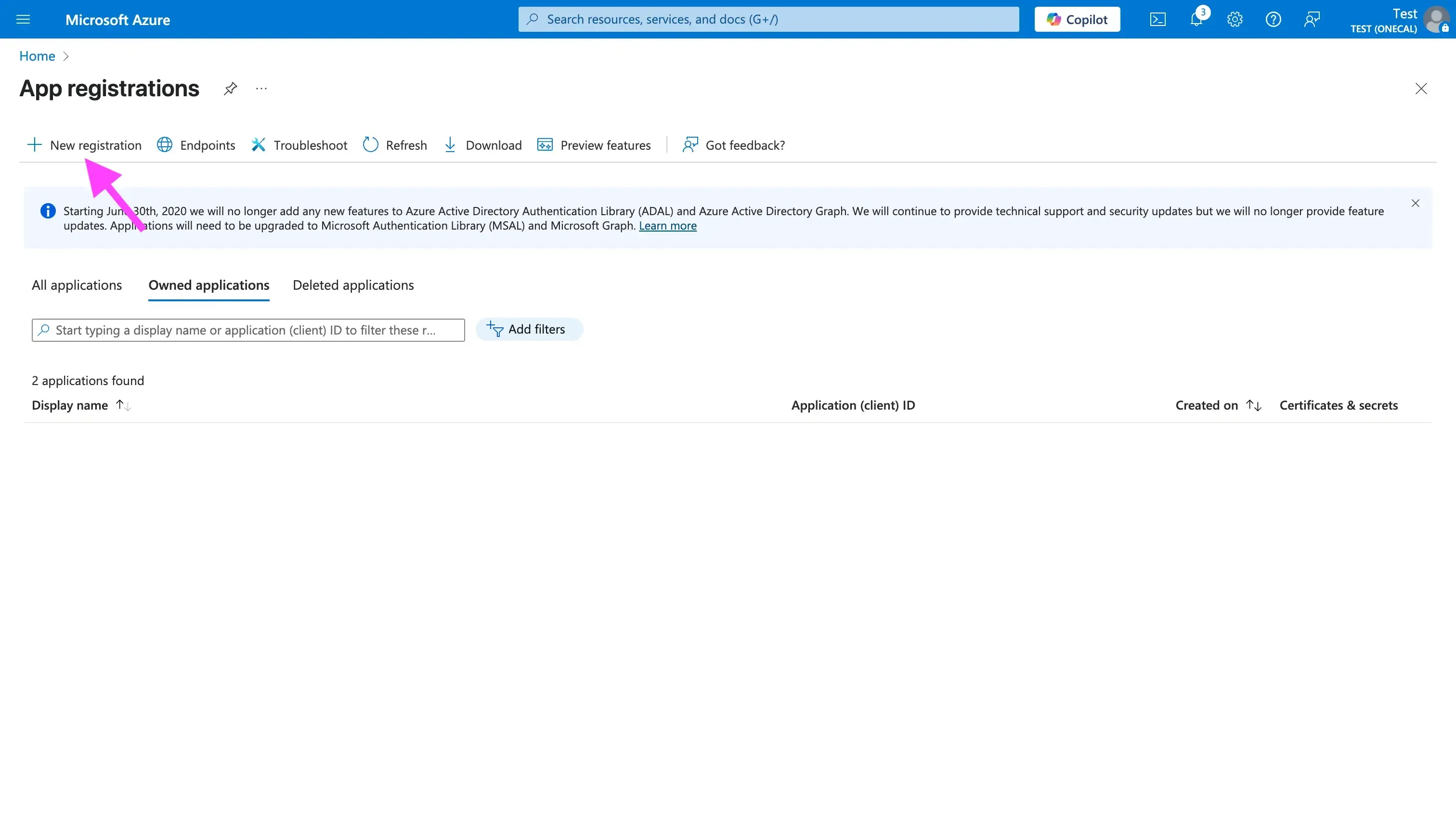 Click New Registration